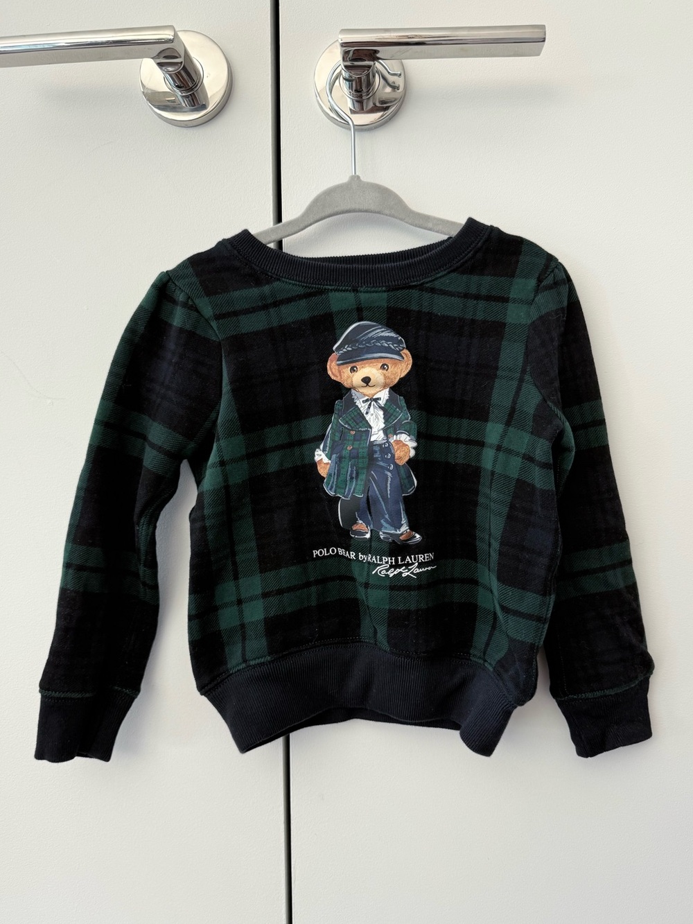 Polo Ralph Lauren Girls' Plaid Polo Bear Fleece Sweatshirt - Little Kid 4T
